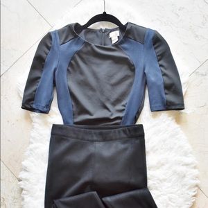 H&M Black and Blue Fitted Peplum Top